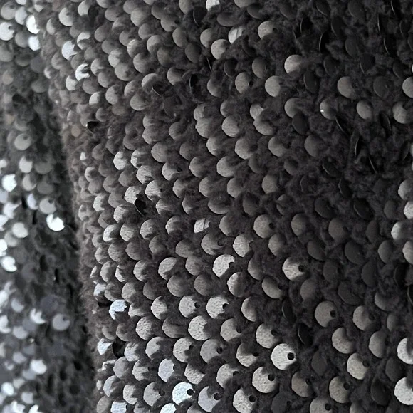 Vero Moda Sz Large Starlight Short Jacket Sequin Black Pockets Glam Bling Sherpa - Picture 2 of 16